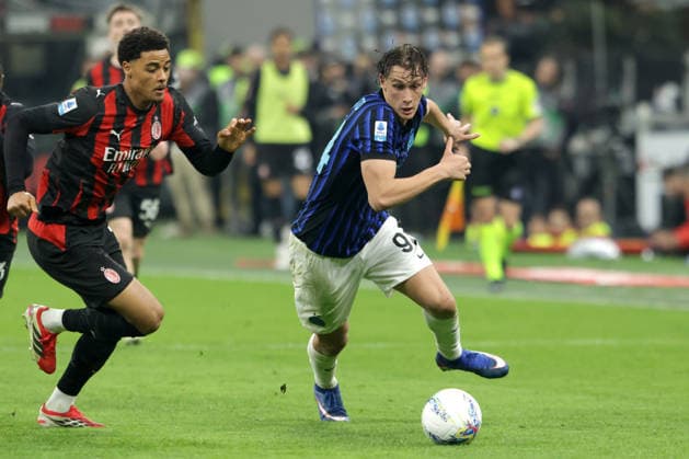 PIO ESPOSITO, Inter, KONI DE WINTER, Milan, Serie A, 2025-26, Milan vs Inter 1-0, 08-03-2026, Azione, Action, Contrasto, Single shot SERIE A 2025-26 MILAN-INTER 1-0