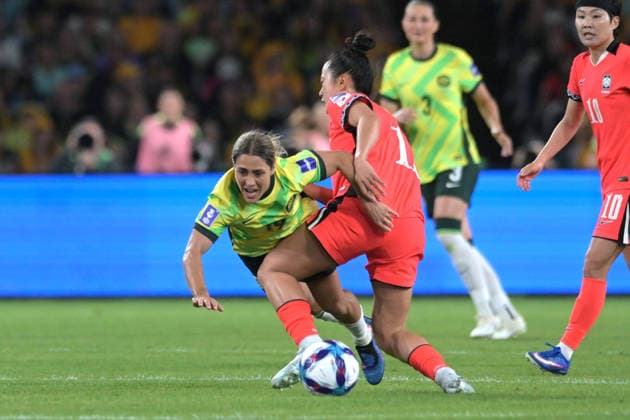 March 8, 2026, Sydney, Australia: Katrina Gorry (L) of Australia women football team and Choe Yu-Ri (R) of Republic of Korea women football team seen in action during the AFC Women s Asian Cup Group A match between Australia and Republic of Korea held at the Stadium Australia. Final score Australia 3:3 Republic of Korea. Sydney Australia - ZUMAs197 20260308_aaa_s197_328 Copyright: xLuisxVeniegrax