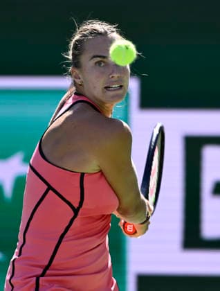 March 08, 2026 Aryna Sabalenka returns a shot against Jaqueline Cristian of Romania during their match at the BNP Paribas Open held at the Indian Wells Tennis Garden in Indian Wells, California. California. Mandatory Photo Credit : CSM Tennis 2026: BNP Paribas Open MAR 08  - ZUMAc04_ 20260308_zma_c04_207 Copyright: xCharlesxBausx