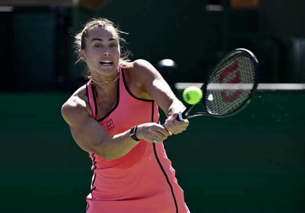 March 08, 2026 Aryna Sabalenka returns a shot against Jaqueline Cristian of Romania during their match at the BNP Paribas Open held at the Indian Wells Tennis Garden in Indian Wells, California. California. Mandatory Photo Credit : CSM Tennis 2026: BNP Paribas Open MAR 08  - ZUMAc04_ 20260308_zma_c04_220 Copyright: xCharlesxBausx