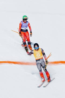 PARALYMPICS - Winter Paralympics Milano Cortina 2026 CORTINA D AMPEZZO,ITALY,09.MAR.26 - PARALYMPICS, ALPINE SKIING - Paralympic Winter games, Winterspiele,Spiele, Summer games Milano Cortina 2026, Super G, women. Image shows Elina Stary and guide Stefan Winter (AUT).  GEPAxpictures xMatthiasxTrinkl