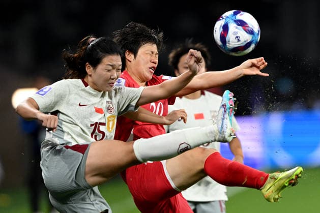 SOCCER ASIAN CUP NORTH KOREA CHINA, Wang Aifang of China and Chae Un Yong of North Korea compete for the ball during the AFC Women™s Asian Cup Group B match between North Korea and China at CommBank Stadium in Sydney, Monday, March 9, 2026. ( NO ARCHIVING, EDITORIAL USE ONLY SYDNEY NEW SOUTH WALES AUSTRALIA  Copyright: xDEANxLEWINSx 20260309125870800034