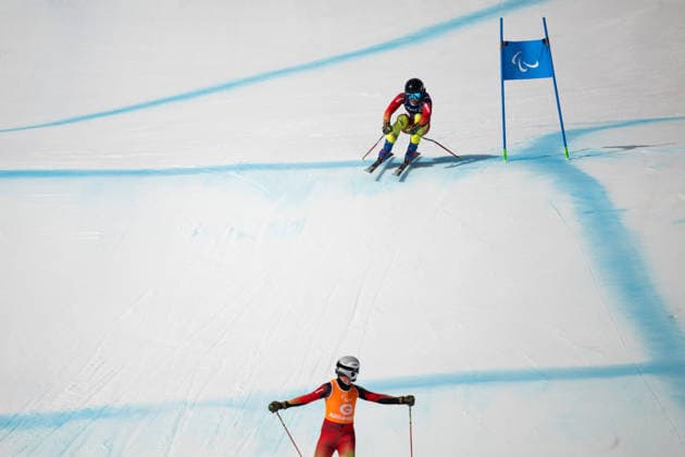 260309 Alexander Rauen of Germany with guide Jemeias Wilke compete in the men s Super-G para alpine skiing during day 3 of the Milano Cortina 2026 Winter Paralympic Games on March 9, 2026 in Cortina. Photo: Maxim Thore BILDBYRAN kod MT MT1014 alpint alpine skiing paralympic games paralympics paralympiska spel paralympiske leker vinter-paralympics winter paralympics milano cortina 2026 milano cortina 2026 winter paralympic games 3 bbeng super-g herr tyskland *** 260309 Alexander Rauen of Germany with guide Jemeias Wilke compete in the men s Super G para alpine skiing during day 3 of the Milano Cortina 2026 Winter Paralympic Games on March 9, 2026 in Cortina Photo Maxim Thore BILDBYRAN kod MT MT1014 alpint alpine skiing paralympic games paralympiska spelen paralympiske leker vinter paralympics winter paralympics milano cortina 2026 milano cortina 2026 winter paralympic games 3 bbeng super g herr tyskland  Copyright: MAXIMxTHORE BB260309MT023