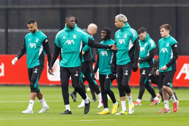 Football - UEFA Champions League - Liverpool FC v Galatasaray A.Åž. - MD-1 LIVERPOOL, ENGLAND - Monday, March 9, 2026: Liverpool s Ibrahima KonatÃ and Hugo Ekitike during a training session at the AXA Training Centre ahead of the UEFA Champions League match between Galatasaray and Liverpool FC. (Photo by Jessica Hornby Propaganda)  Copyright: xDavidxRawcliffex P2026-03-09-LFC_Training_Galatasaray-5