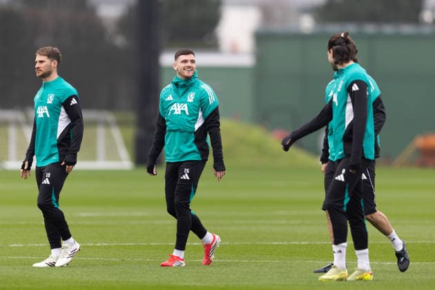 Football - UEFA Champions League - Liverpool FC v Galatasaray A.Åž. - MD-1 LIVERPOOL, ENGLAND - Monday, March 9, 2026: Liverpool s Andy Robertson during a training session at the AXA Training Centre ahead of the UEFA Champions League match between Galatasaray and Liverpool FC. (Photo by Jessica Hornby Propaganda)  Copyright: xDavidxRawcliffex P2026-03-09-LFC_Training_Galatasaray-9