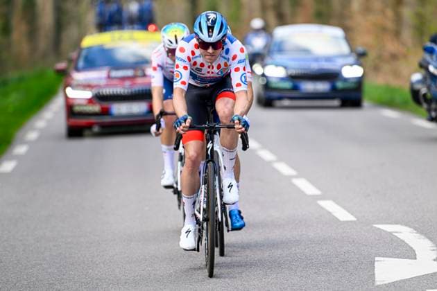 Paris Nice 2026 Stage 2 MONTARGIS, FRANCE - MARCH 09 : Pedersen Casper (DEN) of Soudal Quick Step leading the escape pack during stage 2 of the 84th edition of Paris - Nice an UCI World Tour 2.UWT cycling road race stage for Men Elite of 187 km with start in Epone and finish in Montargis on March 9, 2026 in Montargis, France, 09 03 2026 ( Motordriver Guy De Vuyst - Montargis France  Copyright: xNicoxVereeckenx