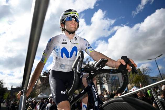 Paris Nice 2026 Stage 2 MONTARGIS, FRANCE - MARCH 09 : Hessmann Michel (GER) of Movistar Team before the start of the race during stage 2 of the 84th edition of Paris - Nice an UCI World Tour 2.UWT cycling road race stage for Men Elite of 187 km with start in Epone and finish in Montargis on March 9, 2026 in Montargis, France, 09 03 2026 ( Motordriver Guy De Vuyst - Montargis France  Copyright: xNicoxVereeckenx