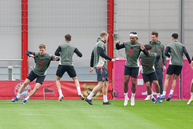 Die Mannschaft des FC Bayern Muenchen beim Training, GER, Abschlusstraining, FC Bayern Muenchen, Fussball, UEFA Champions League, Achtelfinale, Hinspiel, Saison 2025 2026, 09.03.2026, GER, Abschlusstraining, FC Bayern Muenchen, Fussball, UEFA Champions League, Achtelfinale, Hinspiel, Saison 2025 2026, 09.03.2026 Muenchen Copyright: xEibner-Pressefoto JennixMaulx EP_JML