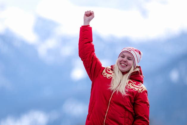 PARALYMPICS - Winter Paralympics Milano Cortina 2026 CORTINA D AMPEZZO,ITALY,09.MAR.26 - PARALYMPICS, ALPINE SKIING - Paralympic Winter games, Winterspiele,Spiele, Summer games Milano Cortina 2026, Super G, women, medal ceremony. Image shows Varvara Voronchikhina (RUS).  GEPAxpictures xMatthiasxTrinkl