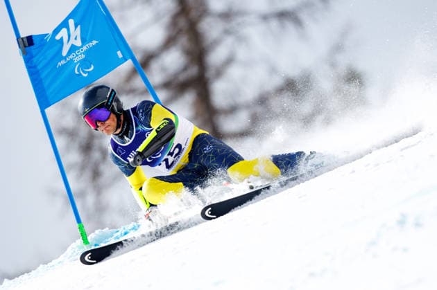 PARALYMPICS - Winter Paralympics Milano Cortina 2026 CORTINA D AMPEZZO,ITALY,09.MAR.26 - PARALYMPICS, ALPINE SKIING - Paralympic Winter games, Winterspiele,Spiele, Summer games Milano Cortina 2026, Super G, men. Image shows Aaron Lindstroem (SWE).  GEPAxpictures xMaticxKlansek