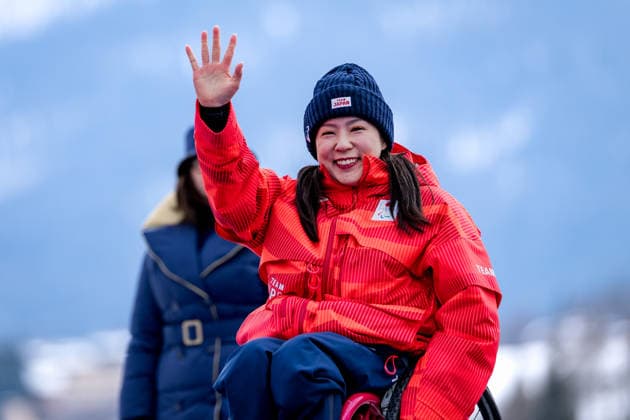 PARALYMPICS - Winter Paralympics Milano Cortina 2026 CORTINA D AMPEZZO,ITALY,09.MAR.26 - PARALYMPICS, ALPINE SKIING - Paralympic Winter games, Winterspiele,Spiele, Summer games Milano Cortina 2026, Super G, women, medal ceremony. Image shows Momoka Muraoka (JPN).  GEPAxpictures xMatthiasxTrinkl