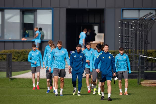 Newcastle United Barcelona Press and Training Dan Burn of Newcastle United leads the Newcastle team out for training during the Newcastle United Barcelona training session press conference, PK, Pressekonferenz at Newcastle United Training Centre, Benton, UK on 9 March 2026. Benton Newcastle United Training Centre Tyne and Wear UK Editorial use only , Copyright: xCraigxCowanx PSI-23866-0029