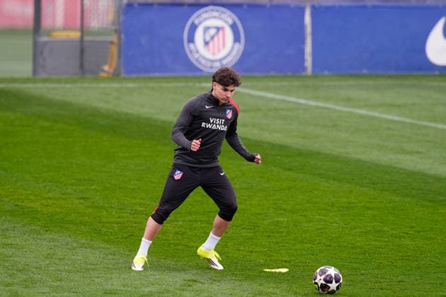 March 9, 2026, Majadahonda, Madrid, Spain: Julian Alvarez during the training day of Atletico de Madrid ahead the UEFA Champions League 2025 26 match against Tottenham Hotspur at Ciudad Deportiva Wanda Atletico de Madrid on March 09, 2026, in Majadahonda, Madrid, Spain. Atletico De Madrid Training Session And press conference, PK, Pressekonferenz - UEFA Champions League 2025 26 - ZUMAa181 20260309_zaa_a181_053 Copyright: xDennisxAgyemanx