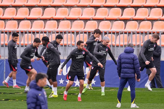 March 9, 2026, Majadahonda, Madrid, Spain: Jorge Resurreccion Koke and Antoine Griezmann during the training day of Atletico de Madrid ahead the UEFA Champions League 2025 26 match against Tottenham Hotspur at Ciudad Deportiva Wanda Atletico de Madrid on March 09, 2026, in Majadahonda, Madrid, Spain. Majadahonda Spain - ZUMAa181 20260309_zaa_a181_047 Copyright: xDennisxAgyemanx