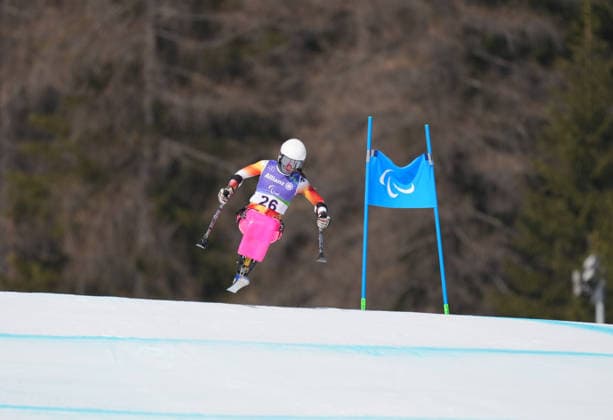 (260309) -- CORTINA D AMPEZZO, March 9, 2026 -- Audrey Pascual Seco of Spain competes during the women s super G sitting final match of para alpine skiing at the Milan-Cortina 2026 Paralympic Winter games, Winterspiele,Spiele, Summer games in Cortina D ampezzo, Italy, March 9, 2026. Mu Yu) (SP)ITALY-CORTINA D AMPEZZO-PARALYMPIC WINTER GAMES-PARA ALPINE SKIING-WOMEN S SUPER G SITTING-FINAL MouxYu 