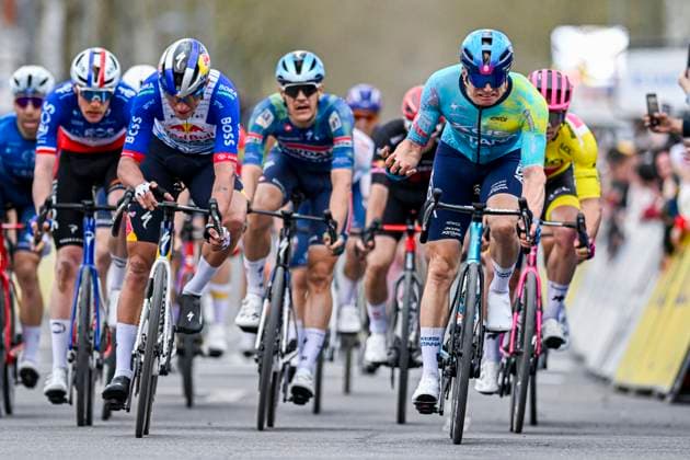 Paris Nice 2026 Stage 2 MONTARGIS, FRANCE - MARCH 09 : Pithie Laurence (NZL) of Red Bull BORA Hansgrohe, Kanter Max (GER) of XDS Astana Team celebrating his victory during stage 2 of the 84th edition of Paris - Nice an UCI World Tour 2.UWT cycling road race stage for Men Elite of 187 km with start in Epone and finish in Montargis on March 9, 2026 in Montargis, France, 09 03 2026 ( Motordriver Guy De Vuyst - Montargis France  Copyright: xNicoxVereeckenx