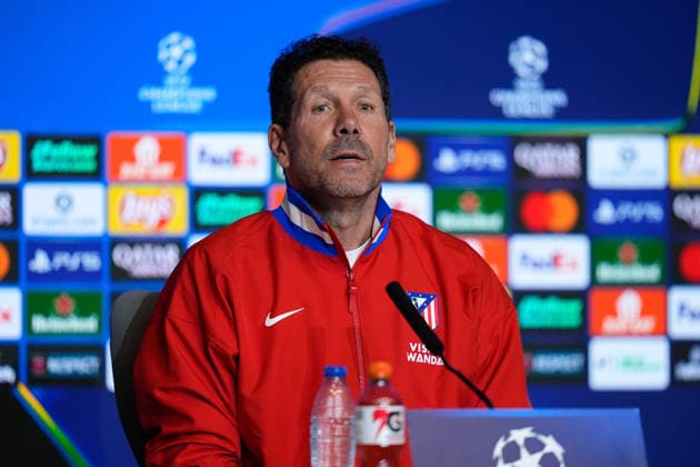 March 9, 2026, Madrid, Madrid, Spain: Diego Pablo Simeone, head coach of Atletico de Madrid, attends his press conference, PK, Pressekonferenz during the training day of Atletico de Madrid ahead the UEFA Champions League 2025 26 match against Tottenham Hotspur at Riyadh Air Metropolitano on March 09, 2026, in Madrid, Spain. Atletico De Madrid Training Session And Press Conference - UEFA Champions League 2025 26 - ZUMAa181 20260309_zaa_a181_084 Copyright: xDennisxAgyemanx