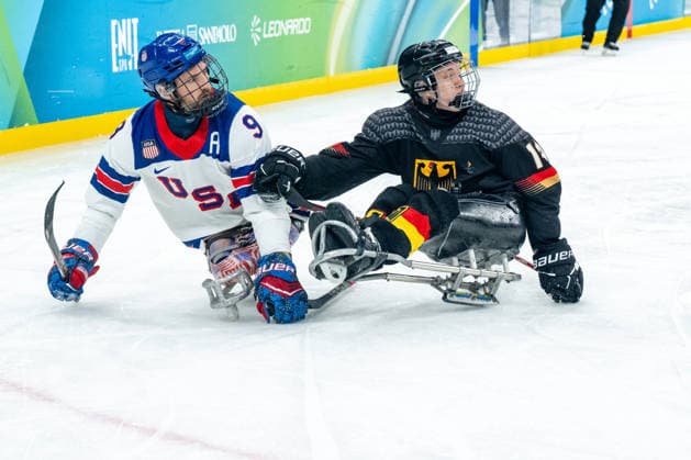Para Ice hockey, Eishockey - Millano Cortina 2026 Winter Paralympics: Day 3 - GER-USA Para Ice Hockey - Milano Cortina 2026 Winter Paralympics: Day 3 MILANO SANTAGIULIA ICE HOCKEY ARENA MILANO, ITALY - MARCH 9: Preliminary Round - Group A Germany - United States Impressions of Team Para Ice Hockey Germany playing Team USA at March 9 at the Milano Cortina 2026 Winter Paralympics Para Ice Hockey Tournament in the Milano Santagiulia Ice Hockey Arena at day 3. (Photo by RALF KUCKUCK) Copyright 2026 Ralf Kuckuck