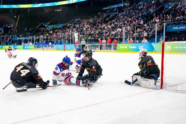 Para Ice hockey, Eishockey - Millano Cortina 2026 Winter Paralympics: Day 3 - GER-USA Para Ice Hockey - Milano Cortina 2026 Winter Paralympics: Day 3 MILANO SANTAGIULIA ICE HOCKEY ARENA MILANO, ITALY - MARCH 9: Preliminary Round - Group A Germany - United States Impressions of Team Para Ice Hockey Germany playing Team USA at March 9 at the Milano Cortina 2026 Winter Paralympics Para Ice Hockey Tournament in the Milano Santagiulia Ice Hockey Arena at day 3. (Photo by RALF KUCKUCK) Copyright 2026 Ralf Kuckuck