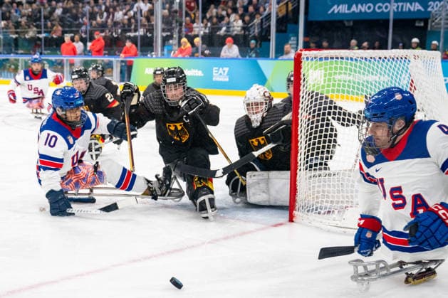 Para Ice hockey, Eishockey - Millano Cortina 2026 Winter Paralympics: Day 3 - GER-USA Para Ice Hockey - Milano Cortina 2026 Winter Paralympics: Day 3 MILANO SANTAGIULIA ICE HOCKEY ARENA MILANO, ITALY - MARCH 9: Preliminary Round - Group A Germany - United States Impressions of Team Para Ice Hockey Germany playing Team USA at March 9 at the Milano Cortina 2026 Winter Paralympics Para Ice Hockey Tournament in the Milano Santagiulia Ice Hockey Arena at day 3. (Photo by RALF KUCKUCK) Copyright 2026 Ralf Kuckuck