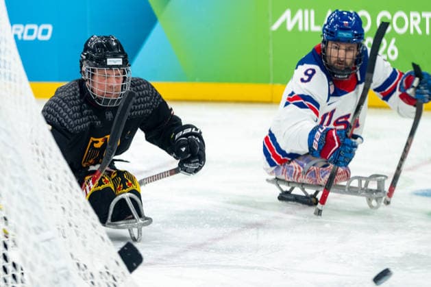 Para Ice hockey, Eishockey - Millano Cortina 2026 Winter Paralympics: Day 3 - GER-USA Para Ice Hockey - Milano Cortina 2026 Winter Paralympics: Day 3 MILANO SANTAGIULIA ICE HOCKEY ARENA MILANO, ITALY - MARCH 9: Preliminary Round - Group A Germany - United States Impressions of Team Para Ice Hockey Germany playing Team USA at March 9 at the Milano Cortina 2026 Winter Paralympics Para Ice Hockey Tournament in the Milano Santagiulia Ice Hockey Arena at day 3. (Photo by RALF KUCKUCK) Copyright 2026 Ralf Kuckuck