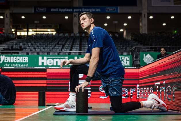 Ryan Mikesell (MLP Academics Heidelberg) beim Warm Up, Vet Concept Gladiators Trier vs MLP Academics Heidelberg, Basketball, easyCredit BBL, 23. Spieltag, Saison 2025 2026, 09.03.2026 Vet Concept Gladiators Trier vs MLP Academics Heidelberg, Basketball, easyCredit BBL, 23. Spieltag, Saison 2025 2026, 09.03.2026 Copyright: xEibner-Pressefoto AlexanderxNeisx EP_ANS