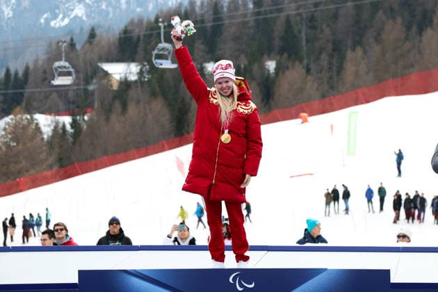 Cortina d Ampezzo, first medal in the women s Super-G alpine skiing for the Russian national ski team at the Milan Cortina 2026 Paralympic Games. Pictured: Varvara Voronchikhina  Copyright: xMauroxUjettox xipa-agency.netx xMauroxUjettox IPA_Agency_IPA72629867