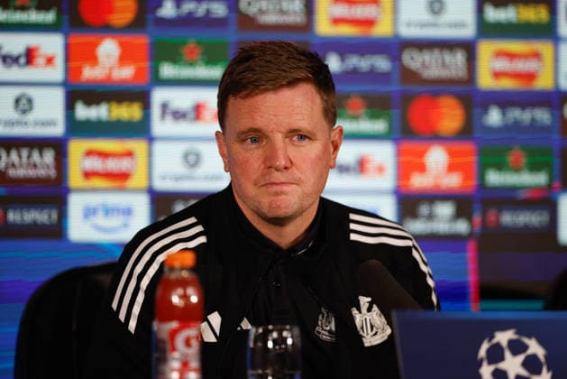 Newcastle United Barcelona Press and Training Newcastle United manager Eddie Howe press confrence during the Newcastle United Barcelona training session press conference, PK, Pressekonferenz at Newcastle United Training Centre, Benton, UK on 9 March 2026. Benton Newcastle United Training Centre Tyne and Wear UK Editorial use only , Copyright: xCraigxCowanx PSI-23866-0073