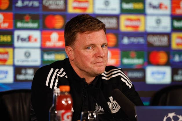 Newcastle United Barcelona Press and Training Newcastle United manager Eddie Howe press confrence during the Newcastle United Barcelona training session press conference, PK, Pressekonferenz at Newcastle United Training Centre, Benton, UK on 9 March 2026. Benton Newcastle United Training Centre Tyne and Wear UK Editorial use only , Copyright: xCraigxCowanx PSI-23866-0077