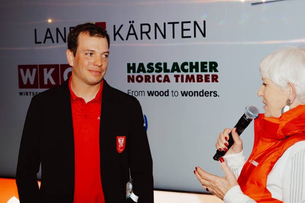PARALYMPICS - Winter Paralympics Milano Cortina 2026 CORTINA D AMPEZZO,ITALY,09.MAR.26 - PARALYMPICS - Paralympic Winter games, Winterspiele,Spiele, Summer games Milano Cortina 2026, Austria House, Kaernten-Abend. Image shows Markus Salcher (AUT) and president Maria Rauch-Kallat (OEPC).  GEPAxpictures xMatthiasxTrinkl