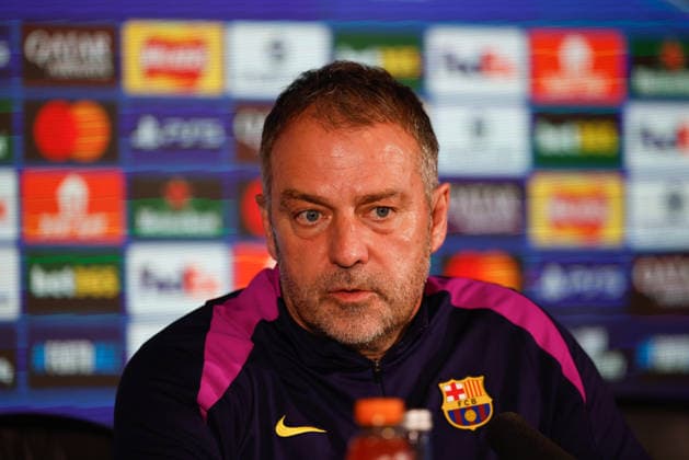 Newcastle United Barcelona Press and Training Hansi Flick Manager of Barcelona press conference, PK, Pressekonferenz during the Newcastle United Barcelona training session press conference at Newcastle United Training Centre, Benton, UK on 9 March 2026. Benton Newcastle United Training Centre Tyne and Wear UK Editorial use only , Copyright: xCraigxCowanx PSI-23866-0095