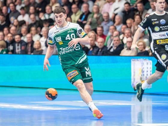 Elias Newel (Frisch Auf Goeppingen, 40) am Ball, Frisch Auf Goeppingen vs. ThSV Eisenach, Handball, 1. Bundesliga, Herren, Spielzeit 2025 2026, 09.03.2026, Frisch Auf Goeppingen vs. ThSV Eisenach, Handball, 1. Bundesliga, Herren, Spielzeit 2025 2026, 09.03.2026 Goeppingen Copyright: xEibner-Pressefoto MichaelxSchmidx EP_MST