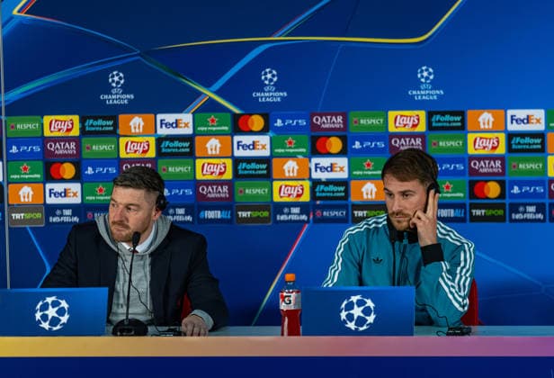 Football - UEFA Champions League - Round of 16 1st Leg - Galatasaray A.Åž v Liverpool FC - MD-1 ISTANBUL, TURKEY - Monday, March 9, 2025: Liverpool s Alexis Mac Allister during a press conference, PK, Pressekonferenz at Ali Sami Yen Stadium ahead of the UEFA Champions League game between Galatasaray A.Åž. and Liverpool FC. (Photo by David Rawcliffe Propaganda) ISTANBUL Ali Sami Yen Stadium MARMARA TURKEY  Copyright: xDavidxRawcliffex P2026-03-09-Galatasaray_Liverpool_MD-1-39