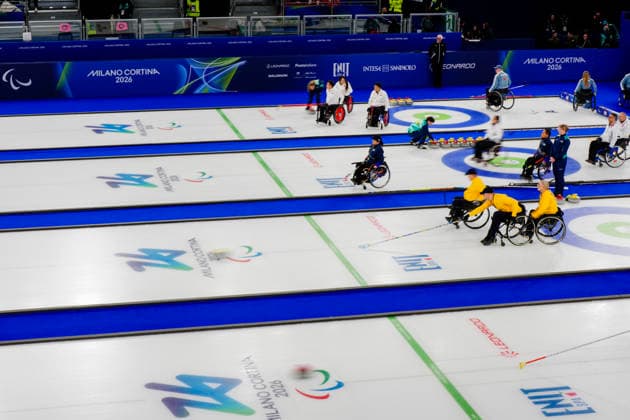 CORTINA, ITALY 20260309 Sweden meets Great Britain in wheelchair curling mixed during the Paralympics at the Cortina Curling Olympic Stadium. *** The image is included in the SPORTS PACKAGE. For others PAID IMAGE *** CORTINA ITALY x9200x *** CORTINA, ITALY 20260309 Sweden meets Great Britain in wheelchair curling mixed during the Paralympics at the Cortina Curling Olympic Stadium The image is included in the SPORTS PACKAGE For others PAID IMAGE CORTINA ITALY x9200x  Copyright: xBjörnxLarssonxRosvall TTx PARALYMPICS 2026 CURLING