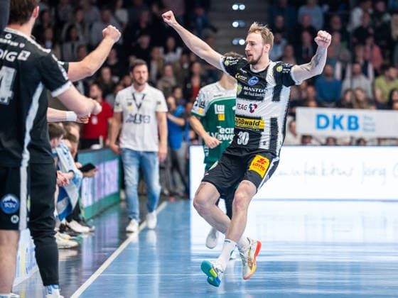 Dominik Solak (ThSV Eisenach, 30) jubelt nach seinem Tor, Frisch Auf Goeppingen vs. ThSV Eisenach, Handball, 1. Bundesliga, Herren, Spielzeit 2025 2026, 09.03.2026, Frisch Auf Goeppingen vs. ThSV Eisenach, Handball, 1. Bundesliga, Herren, Spielzeit 2025 2026, 09.03.2026 Goeppingen Copyright: xEibner-Pressefoto MichaelxSchmidx EP_MST