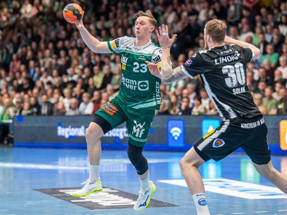 Ole Pregler (Frisch Auf Goeppingen, 23) am Ball, Frisch Auf Goeppingen vs. ThSV Eisenach, Handball, 1. Bundesliga, Herren, Spielzeit 2025 2026, 09.03.2026, Frisch Auf Goeppingen vs. ThSV Eisenach, Handball, 1. Bundesliga, Herren, Spielzeit 2025 2026, 09.03.2026 Goeppingen Copyright: xEibner-Pressefoto MichaelxSchmidx EP_MST