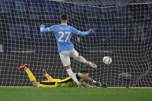Daniel Maldini of S.S. Lazio scores the goal for 1-0 during the 28th matchday of the Serie A championship between S.S. Lazio and U.S. Sassuolo at the Olympic Stadium on March 9, 2026 in Rome, Italy.  Copyright: xDomenicoxCippitelli IPAxSportx xipa-agency.netx xx IPA_72636936 IPA_Agency_IPA72636936