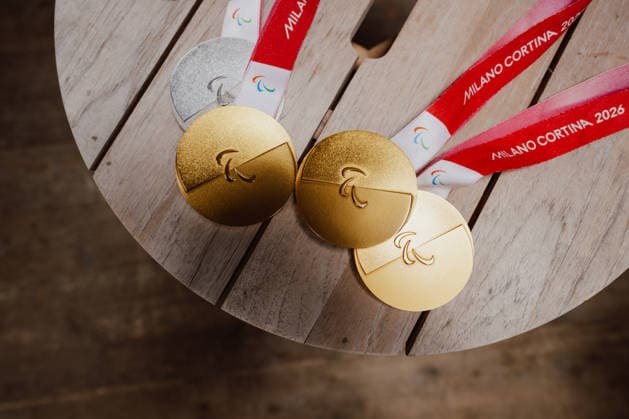 PARALYMPICS - Winter Paralympics Milano Cortina 2026 CORTINA D AMPEZZO,ITALY,09.MAR.26 - PARALYMPICS - Paralympic Winter games, Winterspiele,Spiele, Summer games Milano Cortina 2026, Austria House, Kaernten-Abend. Image shows a feature of the medals. Keywords: medal  GEPAxpictures xAlexanderxSolc