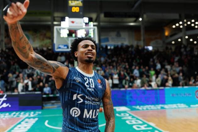 Michael Weathers (MLP Academics Heidelberg) bejubelt den sSeg, Vet Concept Gladiators Trier vs MLP Academics Heidelberg, Basketball, easyCredit BBL, 23. Spieltag, Saison 2025 2026, 09.03.2026 Vet Concept Gladiators Trier vs MLP Academics Heidelberg, Basketball, easyCredit BBL, 23. Spieltag, Saison 2025 2026, 09.03.2026 Copyright: xEibner-Pressefoto AlexanderxNeisx EP_ANS