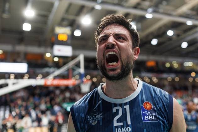 Mateo Seric (MLP Academics Heidelberg) bejubelt den sSeg, Vet Concept Gladiators Trier vs MLP Academics Heidelberg, Basketball, easyCredit BBL, 23. Spieltag, Saison 2025 2026, 09.03.2026 Vet Concept Gladiators Trier vs MLP Academics Heidelberg, Basketball, easyCredit BBL, 23. Spieltag, Saison 2025 2026, 09.03.2026 Copyright: xEibner-Pressefoto AlexanderxNeisx EP_ANS