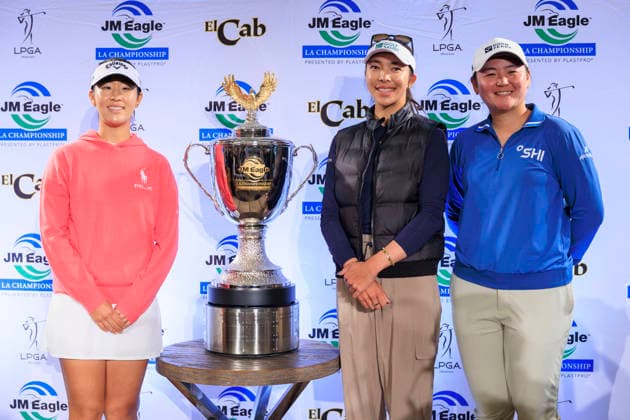 March 9, 2026, Tarzana, California, USA: (L-R) Andrea Lee, Alison Lee and Allisen Corpuz during the 2026 JM Eagle LA Championship Media Day on Monday March 9, 2026 at El Caballero Country Club in Tarzana, California. ARIANA RUIZ PI 2026 JM Eagle LA Championship - Media Day  - ZUMAp124 20260309_zaa_p124_003 Copyright: xArianaxRuizx