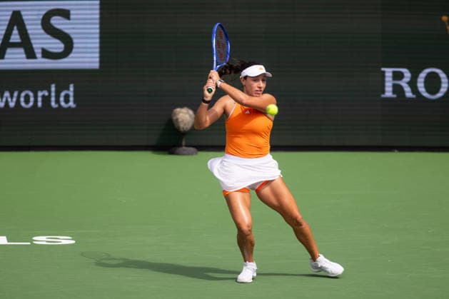 March 9, 2026: Jessica Pegula (USA) in action against Jelena Ostapenko (LAT) during their third round match at the BNP Paribas Open on March 9, 2026, held at the Indian Wells Tennis Garden in Indian Wells, California. Indian Wells USA - ZUMAc04_ 20260309_zma_c04_100 Copyright: xMalxTaamx
