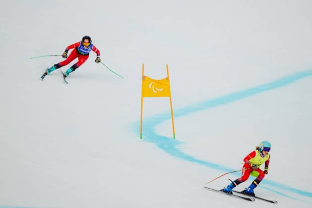 PARALYMPICS - Winter Paralympics Milano Cortina 2026 CORTINA D AMPEZZO,ITALY,10.MAR.26 - PARALYMPICS, ALPINE SKIING - Paralympic Winter games, Winterspiele,Spiele, Summer games Milano Cortina 2026, Super Combined, women. Image shows Veronika Aigner (AUT) and Lilly Sammer (AUT).  GEPAxpictures xMaticxKlansek