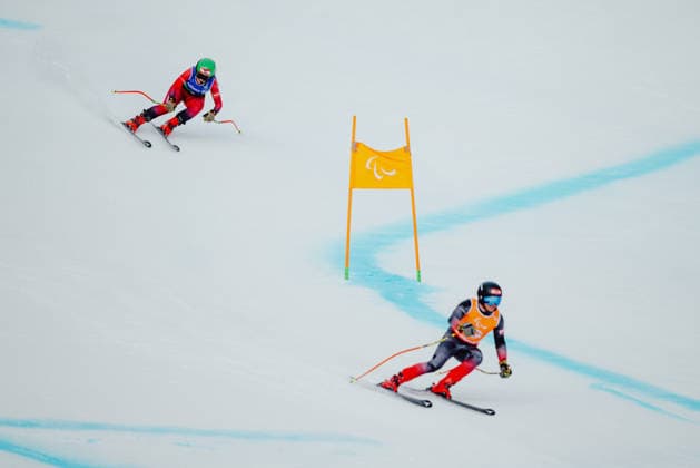 PARALYMPICS - Winter Paralympics Milano Cortina 2026 CORTINA D AMPEZZO,ITALY,10.MAR.26 - PARALYMPICS, ALPINE SKIING - Paralympic Winter games, Winterspiele,Spiele, Summer games Milano Cortina 2026, Super Combined, women. Image shows Elina Stary (AUT) and Stefan Winter (AUT).  GEPAxpictures xMaticxKlansek