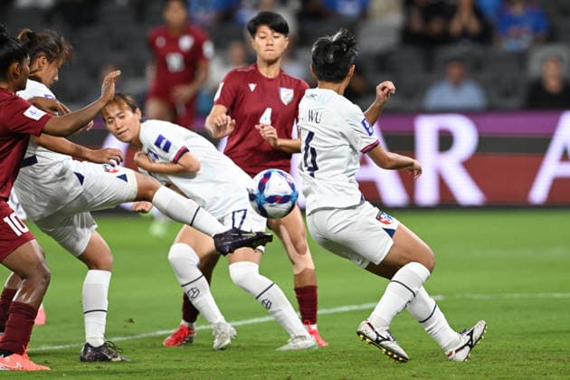 SOCCER ASIAN CUP INDIA TAIWAN, Huang Ke-sin of Taiwan looks to clear the ball during the AFC Women™s Asian Cup Group C match between India and Taiwan at CommBank Stadium in Sydney, Tuesday, March 10, 2026. ( NO ARCHIVING, EDITORIAL USE ONLY SYDNEY NEW SOUTH WALES AUSTRALIA  Copyright: xDEANxLEWINSx 20260310133624603393