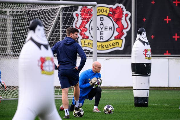 LEVERKUSEN, GERMANY - 10 MARCH, 2026: Niklas Lomb - Practice. The match of UEFA Champions League Bayer Leverkusen vs Arsenal London at BayArena.  Copyright: xVitaliixKliuievx