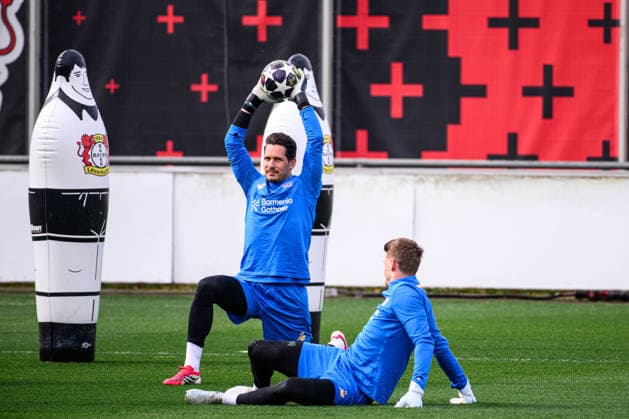 LEVERKUSEN, GERMANY - 10 MARCH, 2026: Janis Blaswich - Practice. The match of UEFA Champions League Bayer Leverkusen vs Arsenal London at BayArena.  Copyright: xVitaliixKliuievx