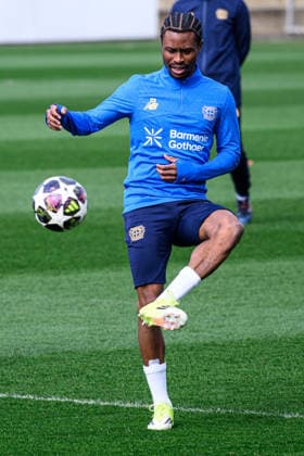 LEVERKUSEN, GERMANY - 10 MARCH, 2026: Nathan Tella - Practice. The match of UEFA Champions League Bayer Leverkusen vs Arsenal London at BayArena.  Copyright: xVitaliixKliuievx