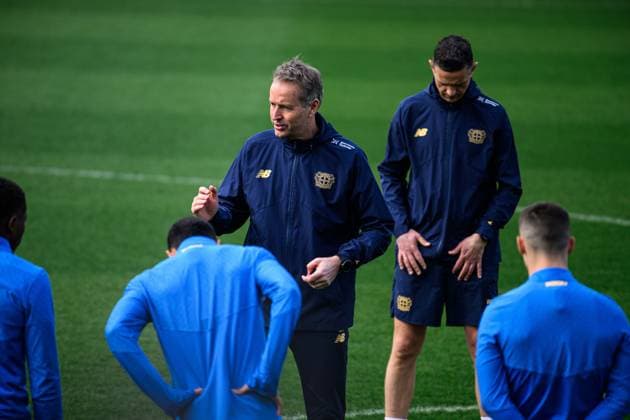 LEVERKUSEN, GERMANY - 10 MARCH, 2026: Kasper Hjulmand - Practice. The match of UEFA Champions League Bayer Leverkusen vs Arsenal London at BayArena.  Copyright: xVitaliixKliuievx