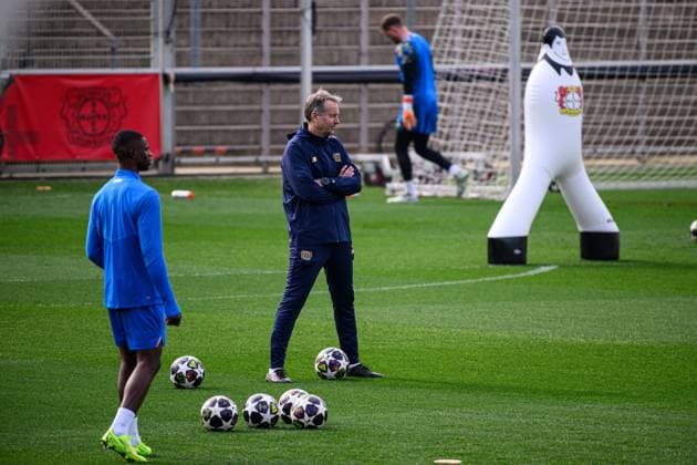 LEVERKUSEN, GERMANY - 10 MARCH, 2026: Kasper Hjulmand - Practice. The match of UEFA Champions League Bayer Leverkusen vs Arsenal London at BayArena.  Copyright: xVitaliixKliuievx